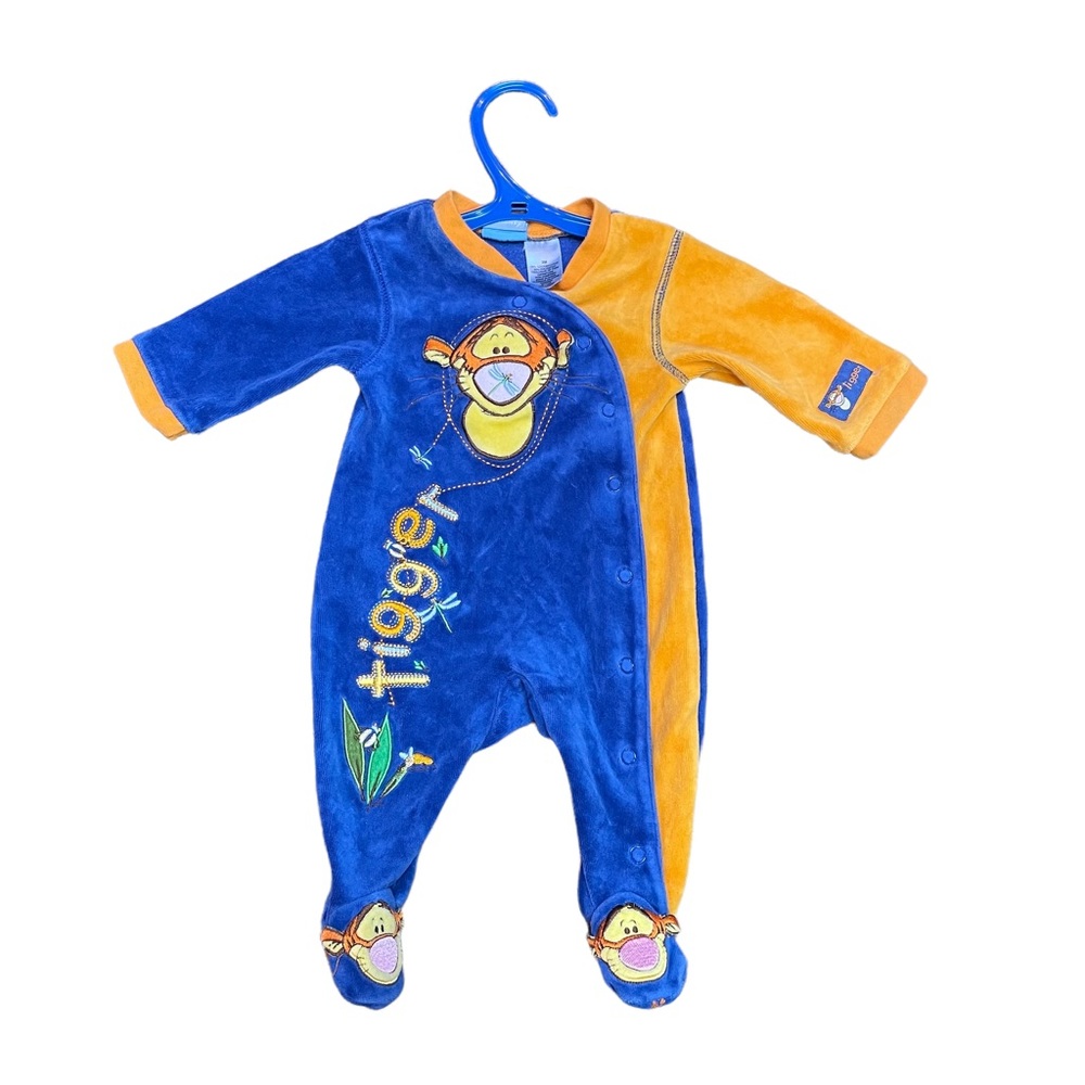 THE WONDERFUL WORLD OF DISNEY EMBROIDERY TIGGER ONESIE Baby 0-3M Blue & Orange